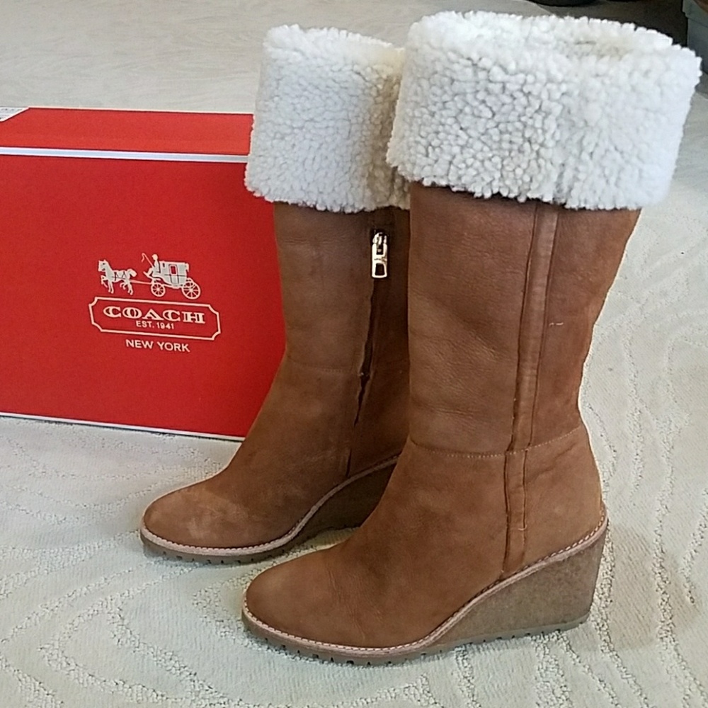 Coach Brown Wedge Boots